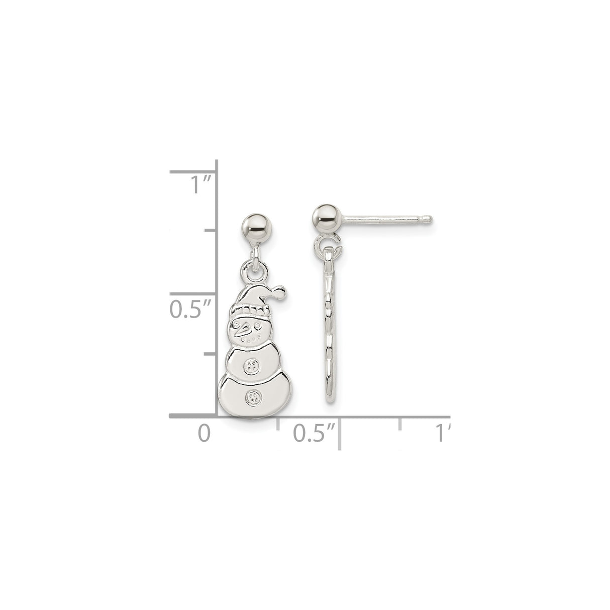 Sterling Silver Snowman Dangle Earrings with Santa Hat Holiday Design