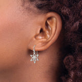 Sterling Silver Dangle Earrings with Openwork Flower and Beaded Accents