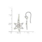 Sterling Silver Dangle Earrings with Openwork Flower and Beaded Accents
