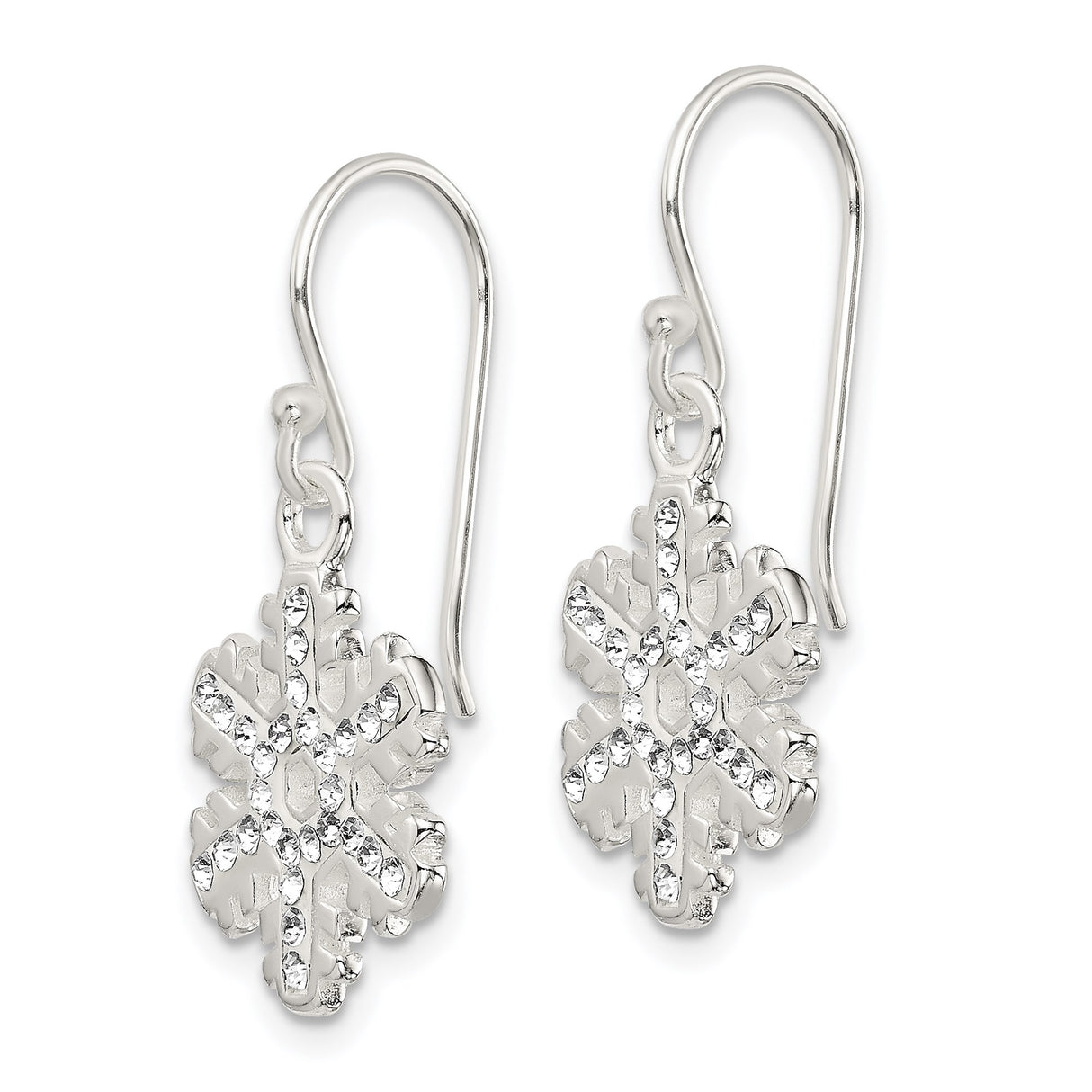 Sterling Silver Snowflake Dangle Earrings with Sparkling Crystals, Winter Holiday Jewelry for Women