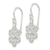 Sterling Silver Snowflake Dangle Earrings with Sparkling Crystals, Winter Holiday Jewelry for Women