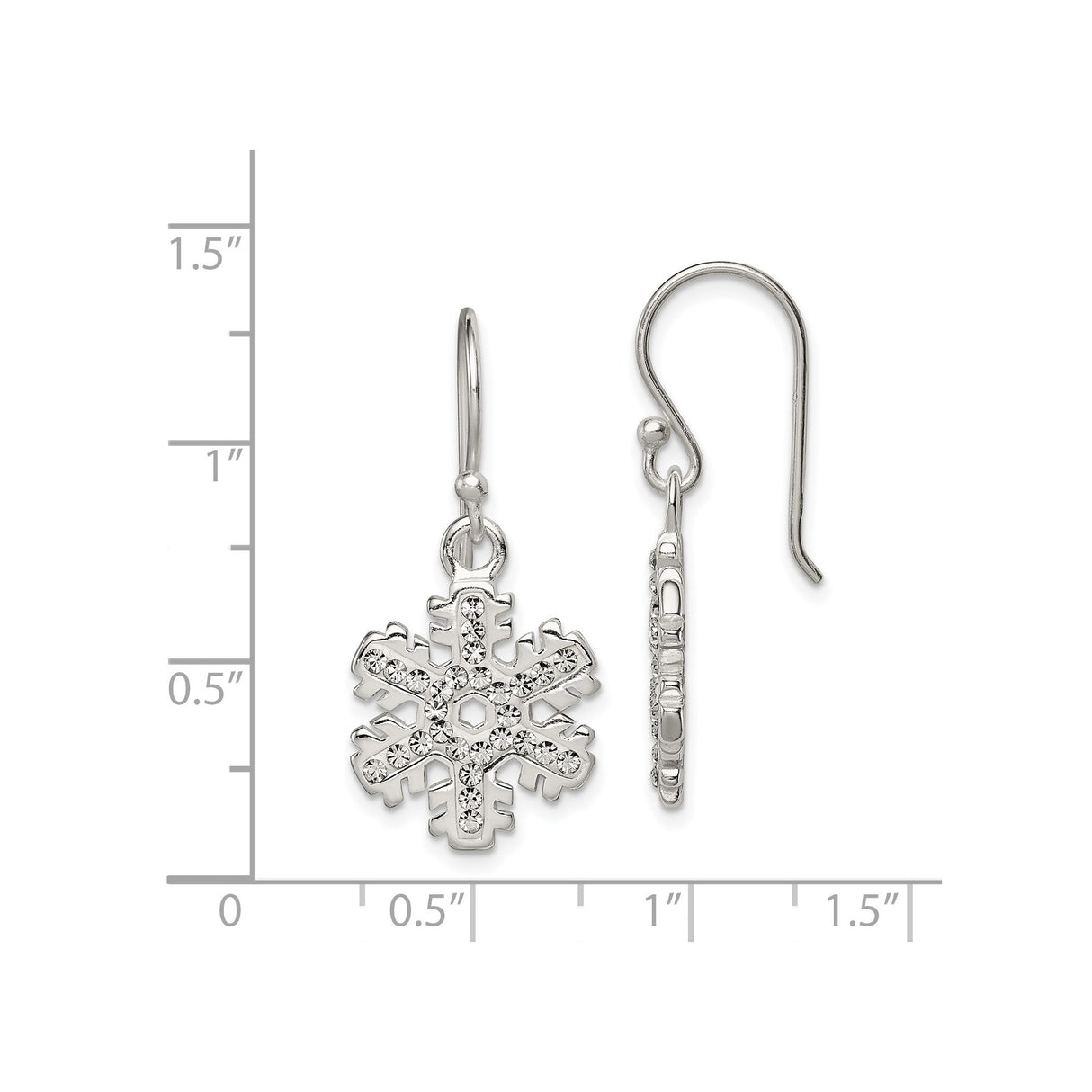 Sterling Silver Snowflake Dangle Earrings with Sparkling Crystals, Winter Holiday Jewelry for Women