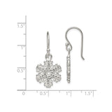 Sterling Silver Snowflake Dangle Earrings with Sparkling Crystals, Winter Holiday Jewelry for Women
