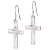 Sterling Silver Cross Dangle Earrings, Polished Latin Design, Minimalist Spiritual Jewelry