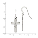 Sterling Silver Cross Dangle Earrings, Polished Latin Design, Minimalist Spiritual Jewelry