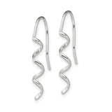 Sterling Silver Spiral Drop Earrings, Twisted Helix Design, Textured and Polished Finish