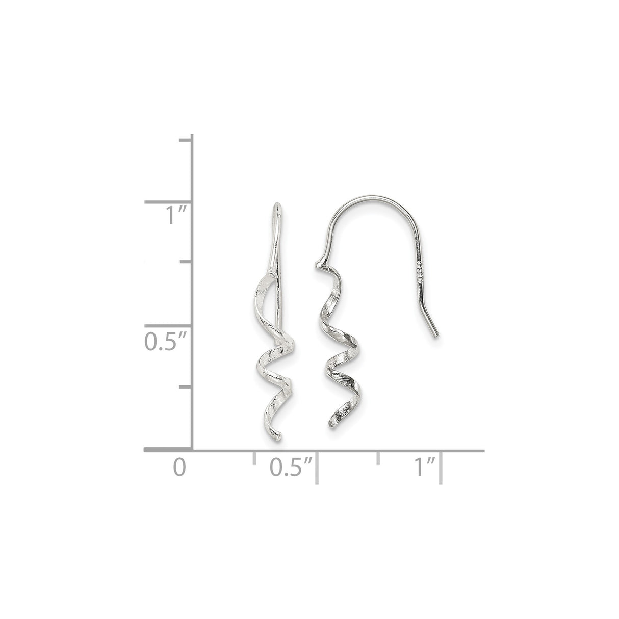 Sterling Silver Spiral Drop Earrings, Twisted Helix Design, Textured and Polished Finish