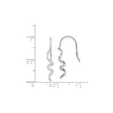 Sterling Silver Spiral Drop Earrings, Twisted Helix Design, Textured and Polished Finish
