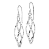 Sterling Silver Dangle Earrings with Twisted Open Marquise Spiral Design for Women