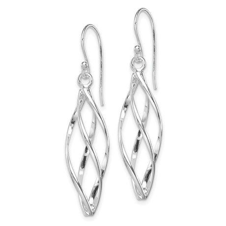 Sterling Silver Dangle Earrings with Twisted Open Marquise Spiral Design for Women