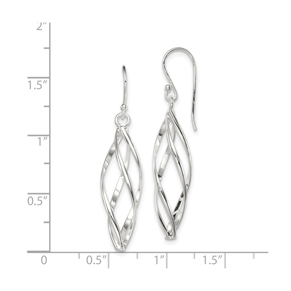 Sterling Silver Dangle Earrings with Twisted Open Marquise Spiral Design for Women