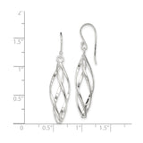 Sterling Silver Dangle Earrings with Twisted Open Marquise Spiral Design for Women