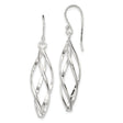 Sterling Silver Dangle Earrings with Twisted Open Marquise Spiral Design for Women
