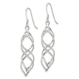 Sterling Silver Dangle Earrings with Open Twisted Vine Design