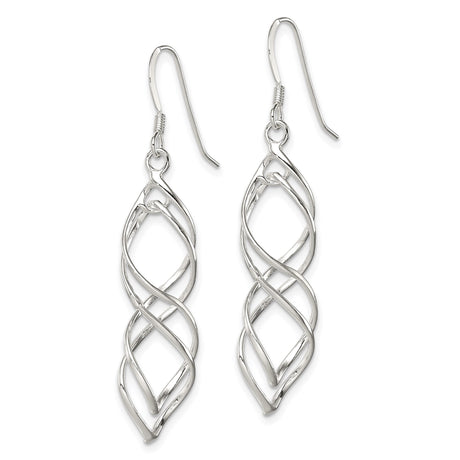 Sterling Silver Dangle Earrings with Open Twisted Vine Design