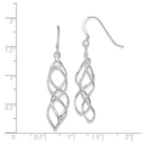 Sterling Silver Dangle Earrings with Open Twisted Vine Design