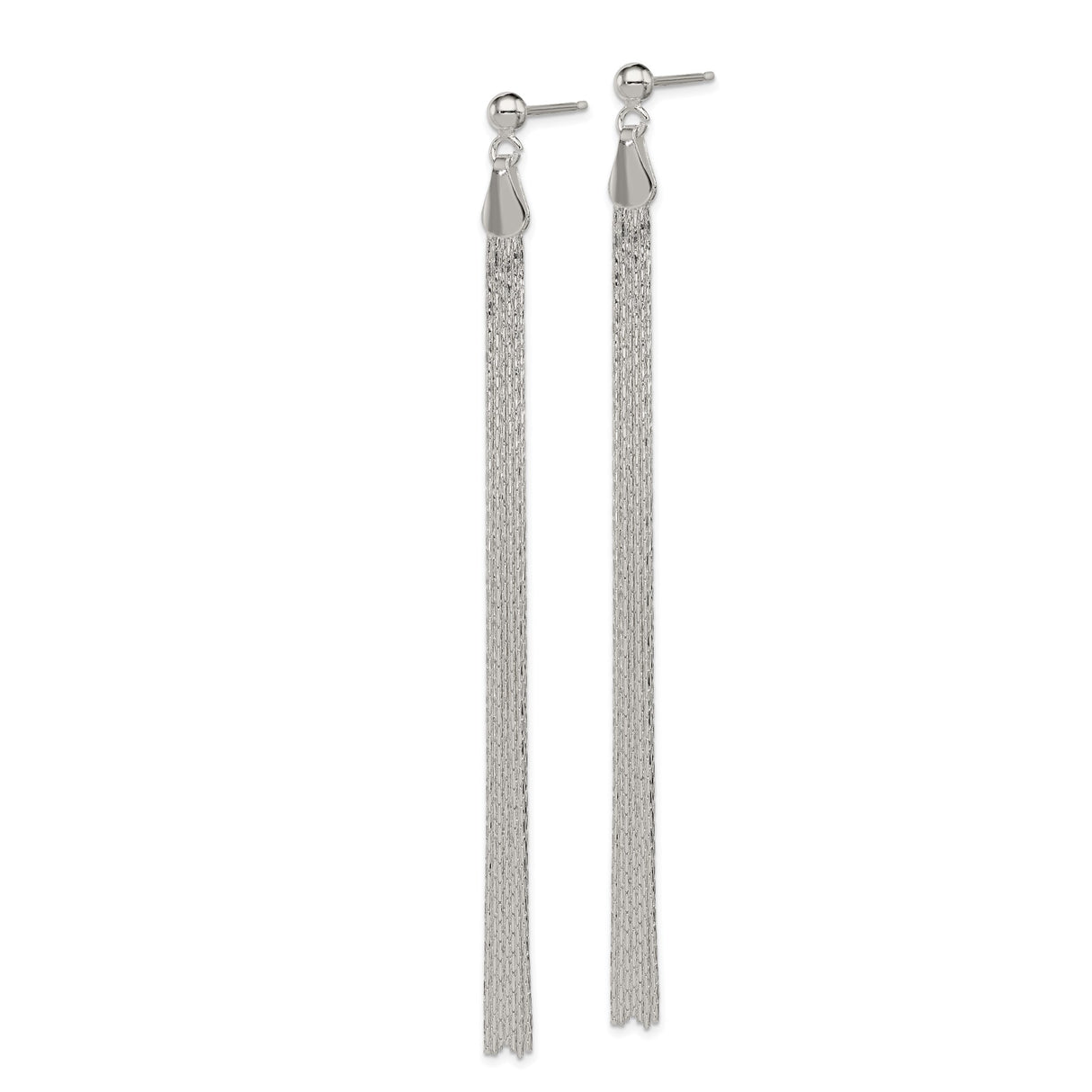 Sterling Silver Tassel Drop Earrings, Lightweight Multi-Strand Chain, Modern Linear Design