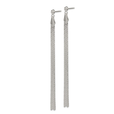 Sterling Silver Tassel Drop Earrings, Lightweight Multi-Strand Chain, Modern Linear Design