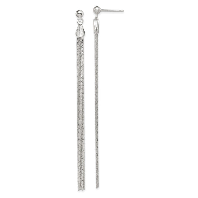 Sterling Silver Tassel Drop Earrings, Lightweight Multi-Strand Chain, Modern Linear Design
