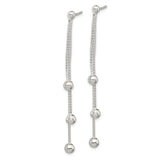 Sterling Silver Dangle Earrings with Multi Strand Box Chains and Polished Ball Accents
