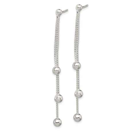 Sterling Silver Dangle Earrings with Multi Strand Box Chains and Polished Ball Accents