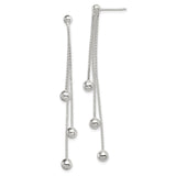Sterling Silver Dangle Earrings with Multi Strand Box Chains and Polished Ball Accents