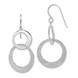 Sterling Silver Dangle Earrings with Interlocking Open Circles, Polished and Textured Finish