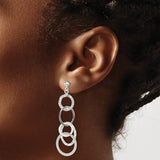 Sterling Silver Dangle Earrings with Interlocking Open Circles, Textured and Polished Finish