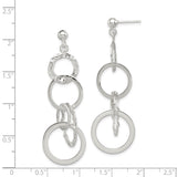 Sterling Silver Dangle Earrings with Interlocking Open Circles, Textured and Polished Finish
