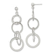 Sterling Silver Dangle Earrings with Interlocking Open Circles, Textured and Polished Finish