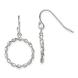 Sterling Silver Dangle Earrings with Twisted Rope Circle Design and Braided Texture