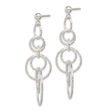 Sterling Silver Dangle Earrings with Interlocking Open Circles and Hammered Finish