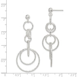 Sterling Silver Dangle Earrings with Interlocking Open Circles and Hammered Finish