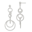 Sterling Silver Dangle Earrings with Interlocking Open Circles and Hammered Finish
