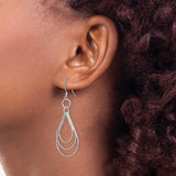Sterling Silver Dangle Earrings with Triple Open Teardrop Design and Textured Finish