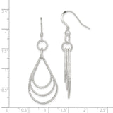 Sterling Silver Dangle Earrings with Triple Open Teardrop Design and Textured Finish