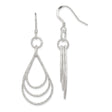 Sterling Silver Dangle Earrings with Triple Open Teardrop Design and Textured Finish