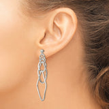 Sterling Silver Dangle Earrings with Interlocking Geometric Open Shapes, Modern Abstract Design
