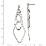Sterling Silver Dangle Earrings with Interlocking Geometric Open Shapes, Modern Abstract Design