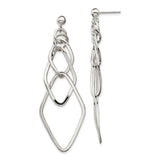 Sterling Silver Dangle Earrings with Interlocking Geometric Open Shapes, Modern Abstract Design