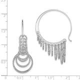 Sterling Silver Dangle Hoop Earrings with Hammered Multi-Circle Fringe Design