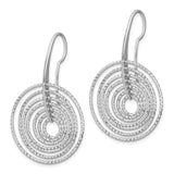 Sterling Silver Dangle Earrings with Hammered Circles and Chain Fringe, Modern Geometric Design