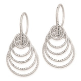 Sterling Silver Dangle Earrings with Layered Oval Hoops and Cascading Teardrop Design