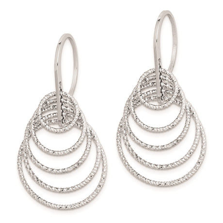 Sterling Silver Dangle Earrings with Layered Oval Hoops and Cascading Teardrop Design