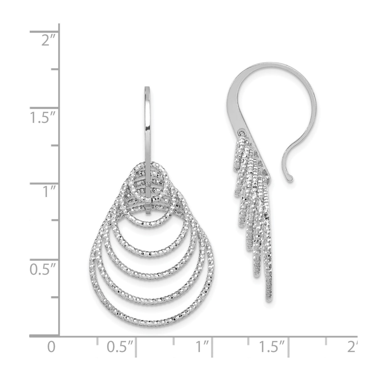 Sterling Silver Dangle Earrings with Layered Oval Hoops and Cascading Teardrop Design