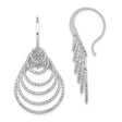 Sterling Silver Dangle Earrings with Layered Oval Hoops and Cascading Teardrop Design
