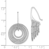 Sterling Silver Dangle Hoop Earrings with Textured Concentric Hoops, Lightweight Drop Style