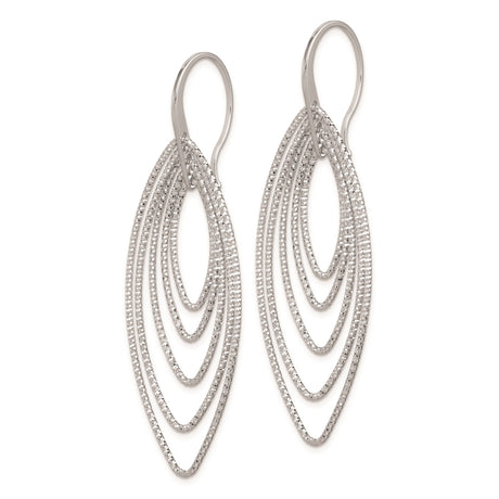 Sterling Silver Dangle Earrings with Layered Marquise-Shaped Chains, Lightweight Long Drop Design
