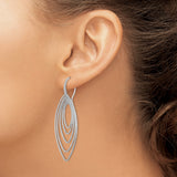Sterling Silver Dangle Earrings with Layered Marquise-Shaped Chains, Lightweight Long Drop Design