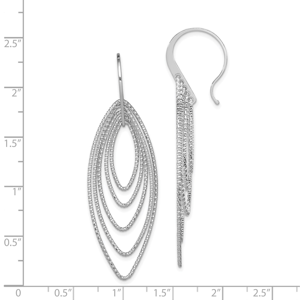 Sterling Silver Dangle Earrings with Layered Marquise-Shaped Chains, Lightweight Long Drop Design